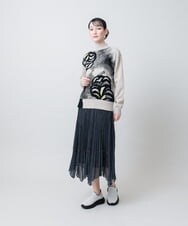 RSFJE18360 TRUNK HIROKO KOSHINO(ヒロココシノ) アートリーフデザインニットプルオーバー/日本製 ブルー
