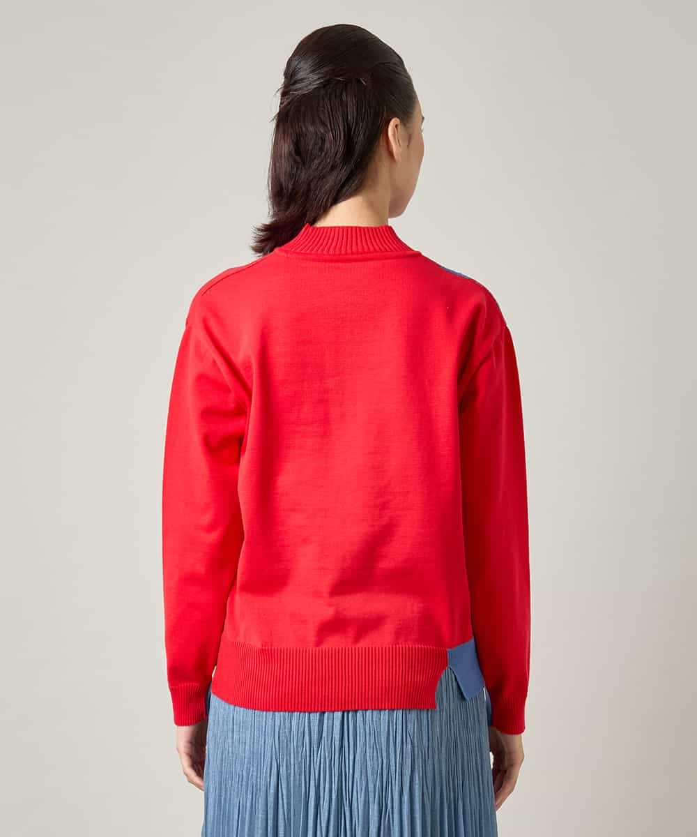 RSFJE18360 TRUNK HIROKO KOSHINO(ヒロココシノ) アートリーフデザインニットプルオーバー/日本製 ブルー
