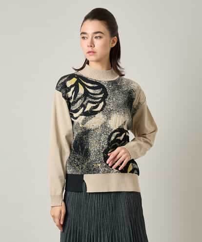 RSFJE18360 TRUNK HIROKO KOSHINO アートリーフデザインニットプルオーバー/日本製
