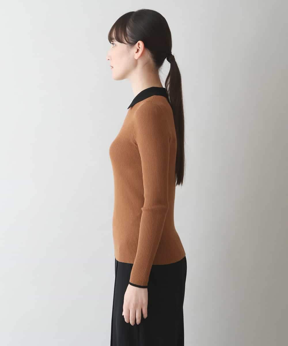 RSFJT11270 TRUNK HIROKO KOSHINO(ヒロココシノ) 襟付きデザインニットプルオーバー ベージュ