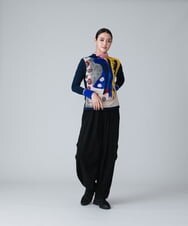 RSFJT15390 TRUNK HIROKO KOSHINO(ヒロココシノ) 【日本製】アートモチーフインターシャニット ブルー
