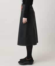 RSHAG03430 TRUNK HIROKO KOSHINO(ヒロココシノ) チェックニットジョイントデニム風スカート ブラック