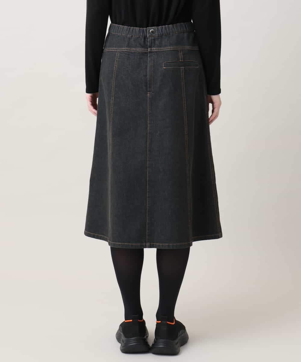 RSHAG03430 TRUNK HIROKO KOSHINO(ヒロココシノ) チェックニットジョイントデニム風スカート ブラック