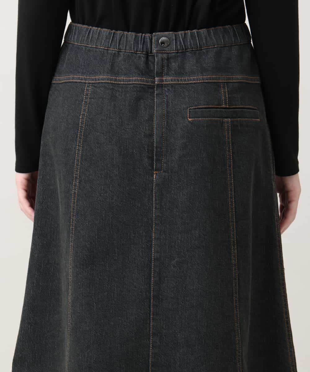 RSHAG03430 TRUNK HIROKO KOSHINO(ヒロココシノ) チェックニットジョイントデニム風スカート ブラック