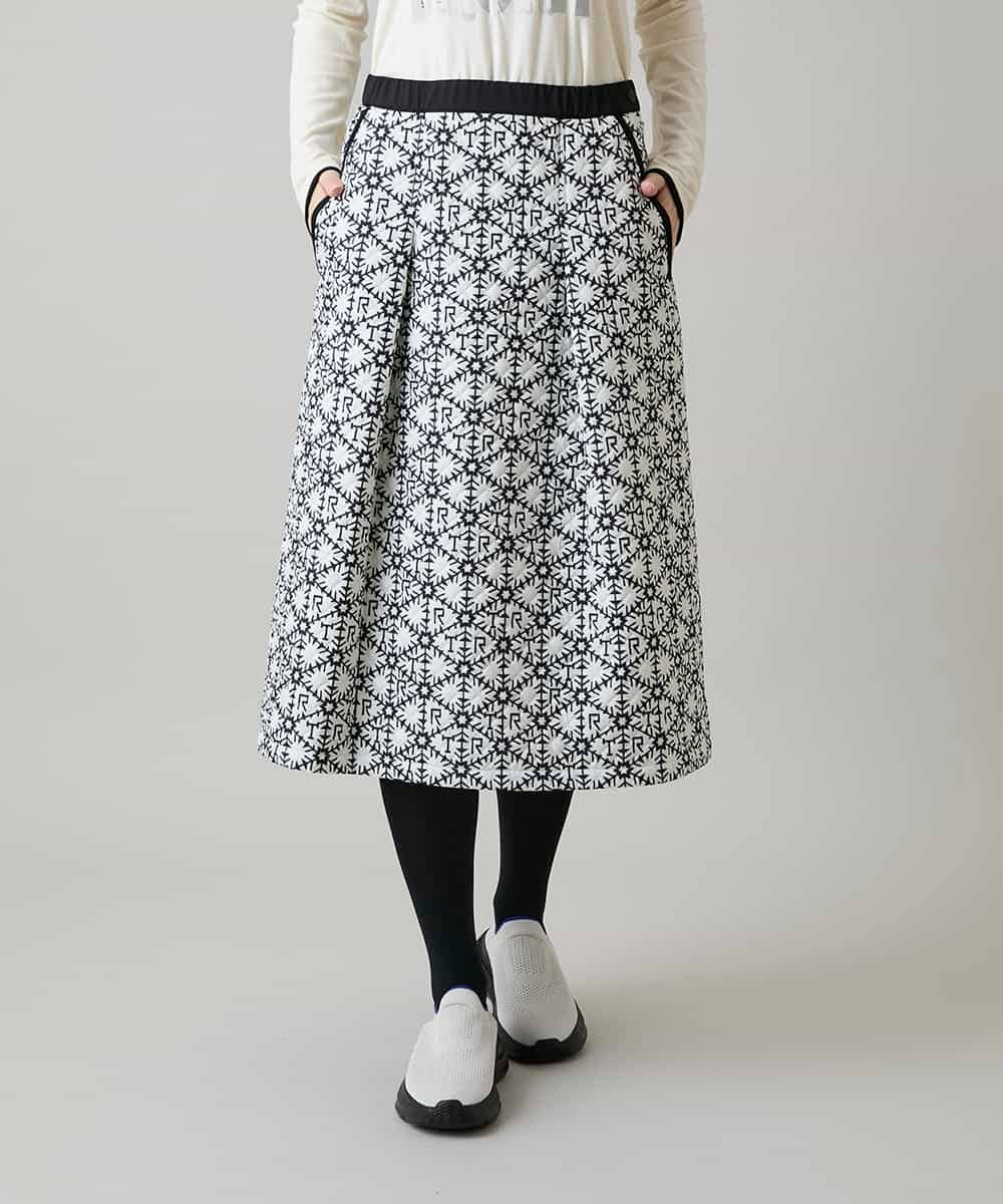RSHAH11540 TRUNK HIROKO KOSHINO(ヒロココシノ) スノーフレークプリントタックスカート/洗える アイボリー