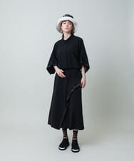 RSHGA02390 TRUNK HIROKO KOSHINO(ヒロココシノ) フレアアクセントタフタスカート/洗える ブラック