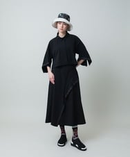 RSHGA02390 TRUNK HIROKO KOSHINO(ヒロココシノ) フレアアクセントタフタスカート/洗える ブラック