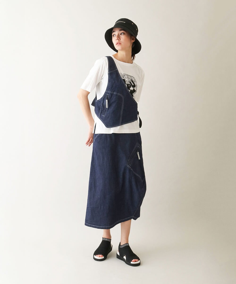 RSHGB03460 TRUNK HIROKO KOSHINO(ヒロココシノ) ストレッチデニムスカート/洗える ネイビー