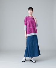RSHGV03390 TRUNK HIROKO KOSHINO(ヒロココシノ) 【洗える】デニム切り替えAラインスカート ブルー