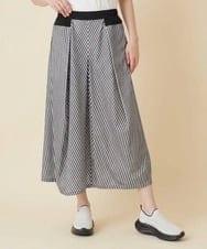 RSHIE05490 TRUNK HIROKO KOSHINO(ヒロココシノ) トリコットストライプスカート/洗える ネイビー