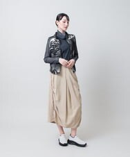 RSHJE03430 TRUNK HIROKO KOSHINO(ヒロココシノ) サイドギャザーカーブヘムスカート/洗える ベージュ