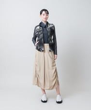 RSHJE03430 TRUNK HIROKO KOSHINO(ヒロココシノ) サイドギャザーカーブヘムスカート/洗える ベージュ