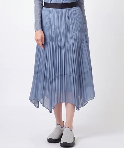 RSHJE08560 TRUNK HIROKO KOSHINO アコーディオンプリーツデニムスカート/洗える