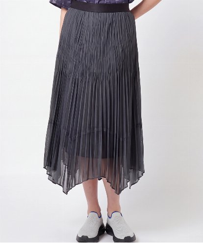 RSHJE08560 TRUNK HIROKO KOSHINO アコーディオンプリーツデニムスカート/洗える