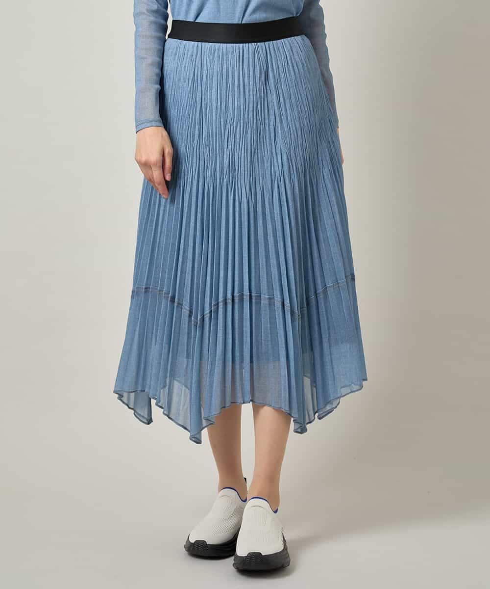 RSHJE08560 TRUNK HIROKO KOSHINO(ヒロココシノ) アコーディオンプリーツデニムスカート/洗える ブルー