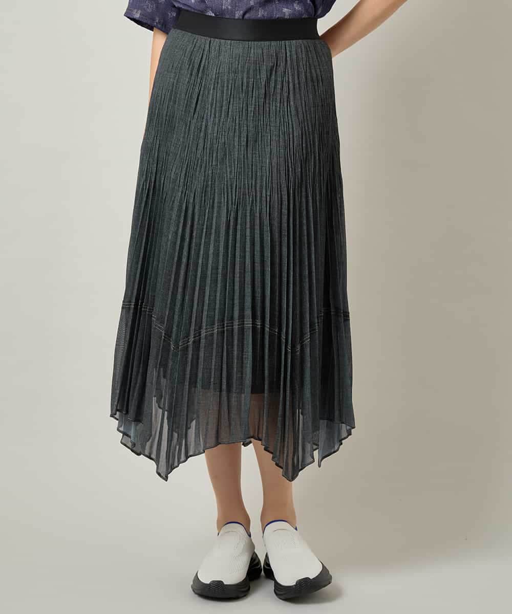 RSHJE08560 TRUNK HIROKO KOSHINO(ヒロココシノ) アコーディオンプリーツデニムスカート/洗える ブラック