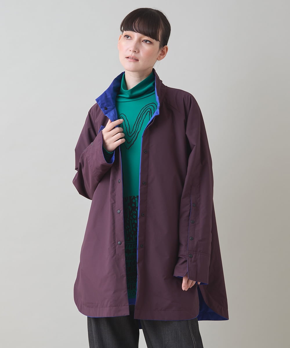 RSJAE05490 TRUNK HIROKO KOSHINO(ヒロココシノ) リバーシブルタフタデザインコート/洗える ブルー