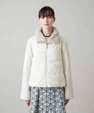 RSJAH02660 TRUNK HIROKO KOSHINO(ヒロココシノ) 【2WAY】異素材ジョイントファー衿中綿コート アイボリー