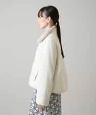 RSJAH02660 TRUNK HIROKO KOSHINO(ヒロココシノ) 【2WAY】異素材ジョイントファー衿中綿コート アイボリー