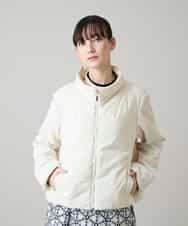 RSJAH02660 TRUNK HIROKO KOSHINO(ヒロココシノ) 【2WAY】異素材ジョイントファー衿中綿コート アイボリー