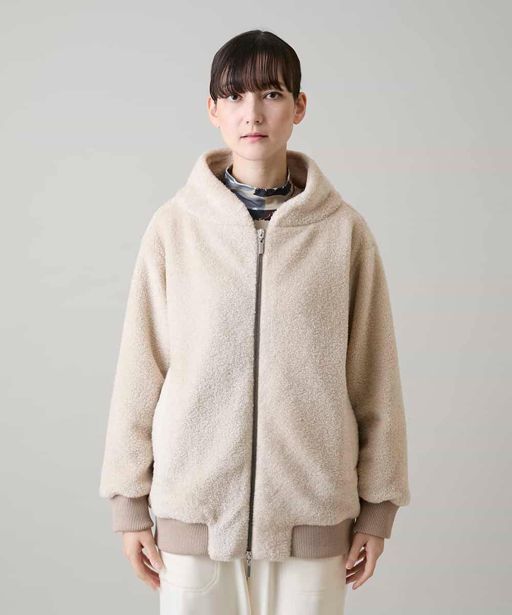 RSJAH03630 TRUNK HIROKO KOSHINO(ヒロココシノ) カーリングボアロングブルゾン オフホワイト