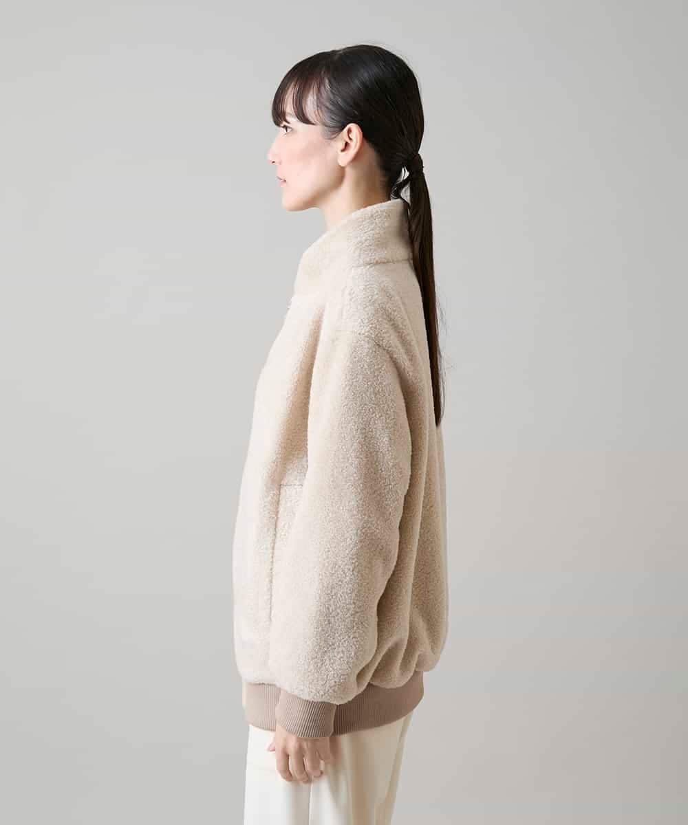 RSJAH03630 TRUNK HIROKO KOSHINO(ヒロココシノ) カーリングボアロングブルゾン オフホワイト