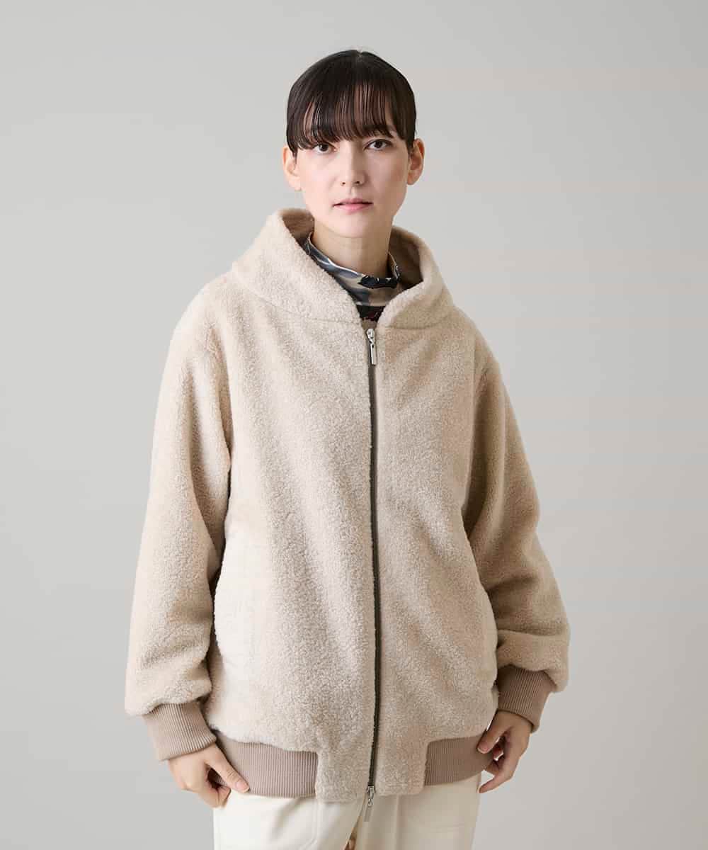 RSJAH03630 TRUNK HIROKO KOSHINO(ヒロココシノ) カーリングボアロングブルゾン オフホワイト