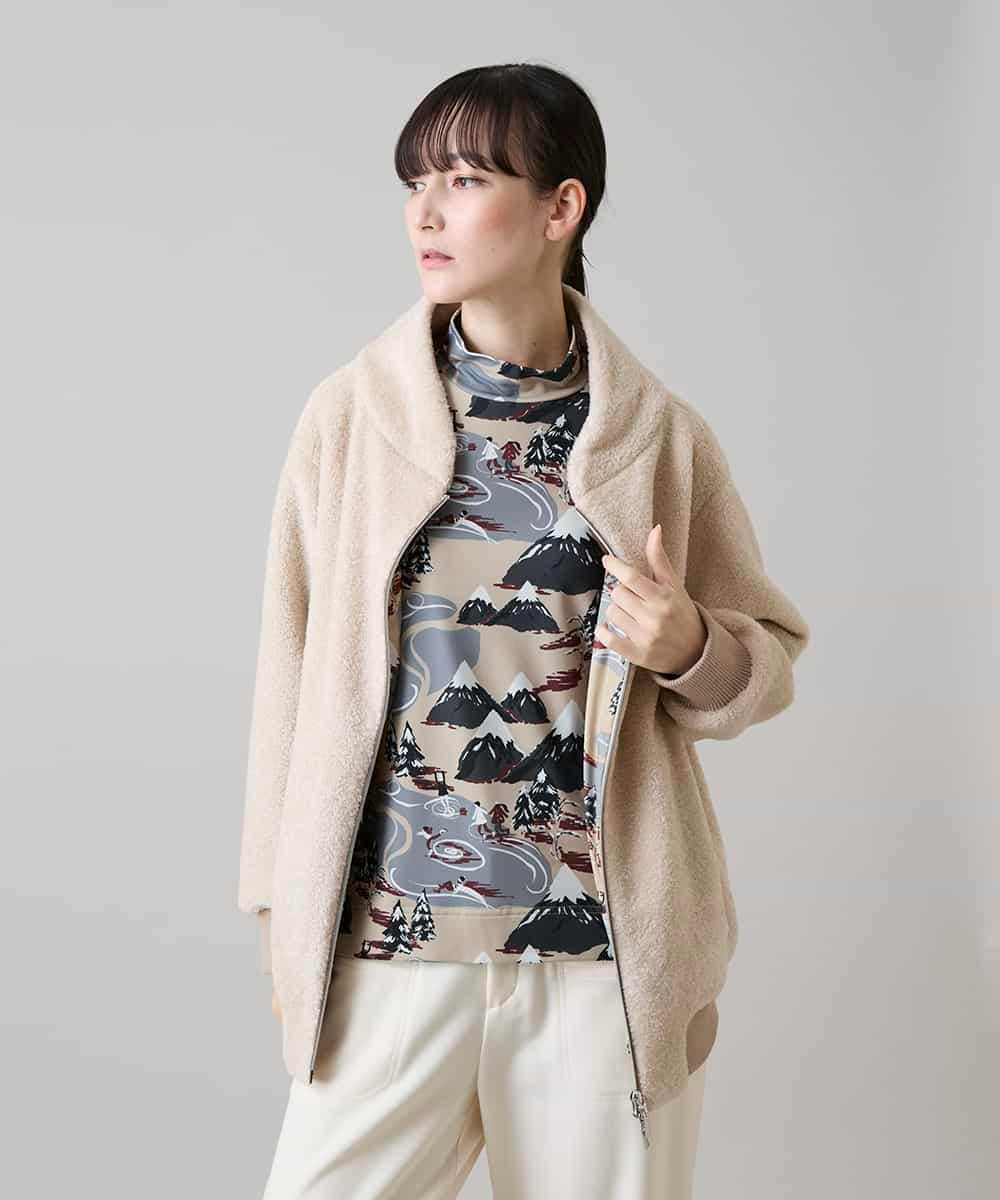 RSJAH03630 TRUNK HIROKO KOSHINO(ヒロココシノ) カーリングボアロングブルゾン オフホワイト