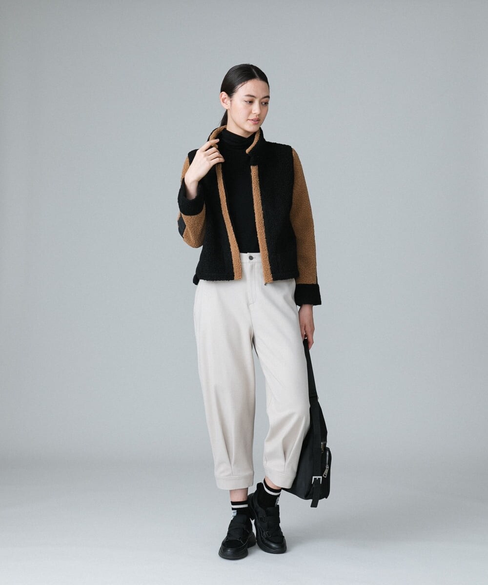 RSJAW18630 TRUNK HIROKO KOSHINO(ヒロココシノ) パッチワークボアジャケット ブラック