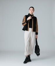 RSJAW18630 TRUNK HIROKO KOSHINO(ヒロココシノ) パッチワークボアジャケット ブラック