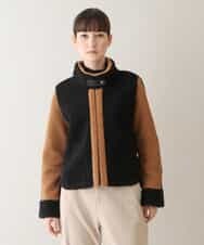 RSJAW18630 TRUNK HIROKO KOSHINO(ヒロココシノ) パッチワークボアジャケット ブラック