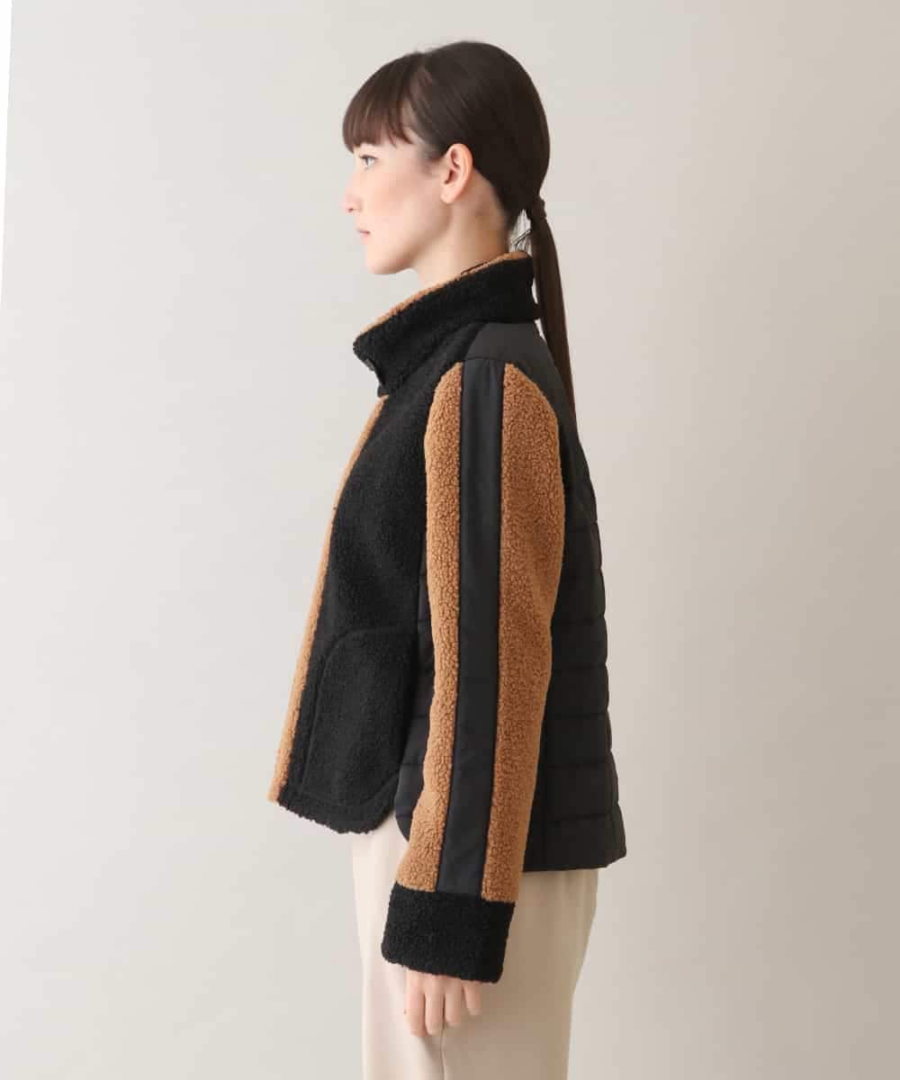 RSJAW18630 TRUNK HIROKO KOSHINO(ヒロココシノ) パッチワークボアジャケット ブラック
