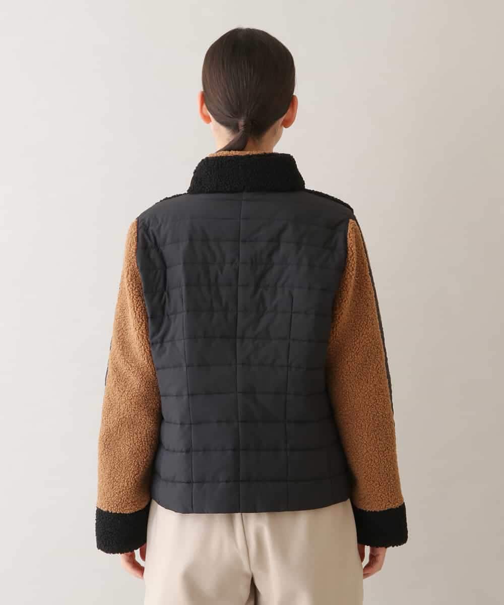 RSJAW18630 TRUNK HIROKO KOSHINO(ヒロココシノ) パッチワークボアジャケット ブラック