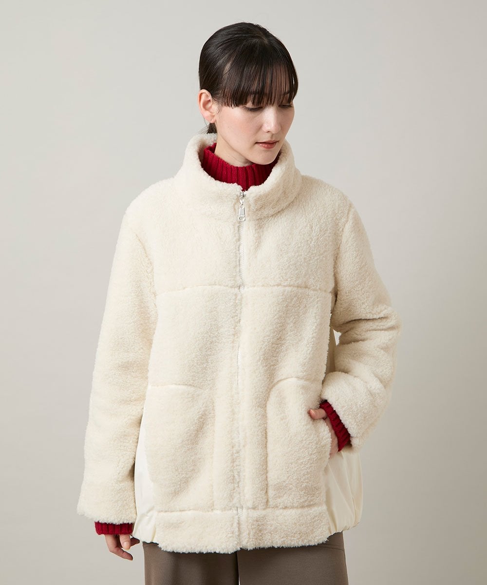 RSJCD08740 TRUNK HIROKO KOSHINO(ヒロココシノ) スタンドカラーボアブルゾン アイボリー