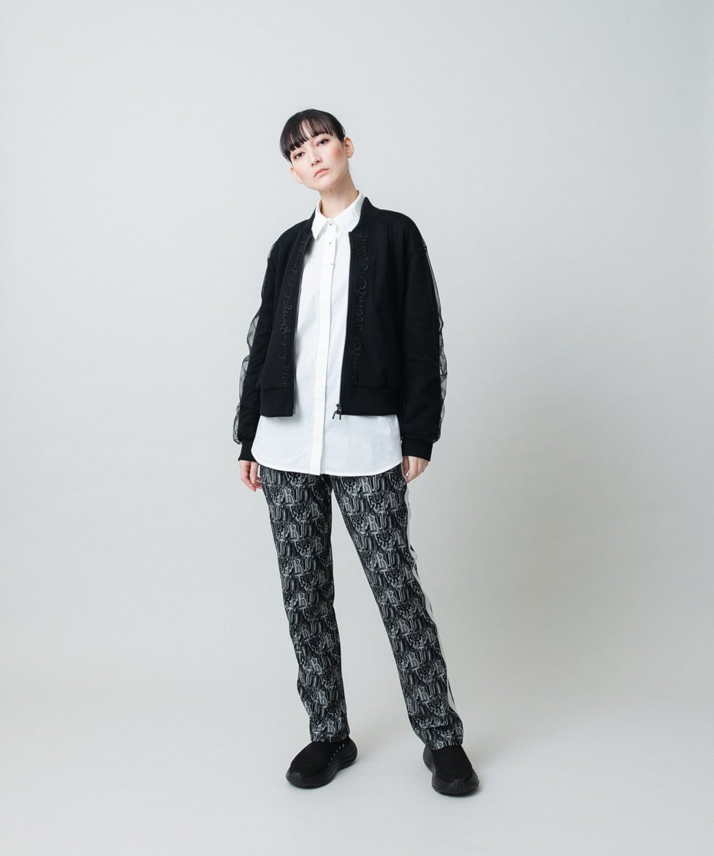 RSJED06660 TRUNK HIROKO KOSHINO(ヒロココシノ) チュールレイヤードダンボールニットブルゾン グリーン