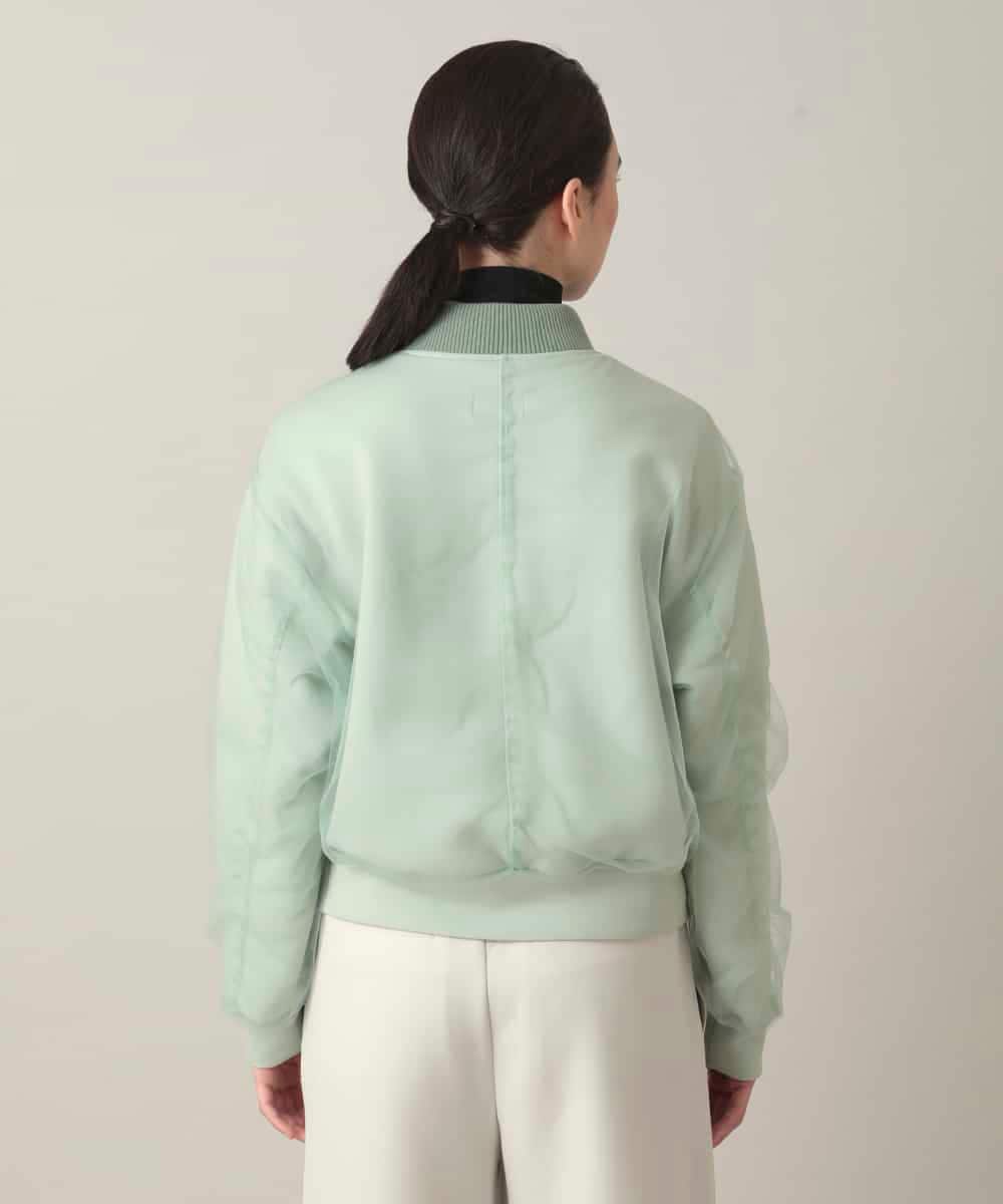 RSJED06660 TRUNK HIROKO KOSHINO(ヒロココシノ) チュールレイヤードダンボールニットブルゾン グリーン