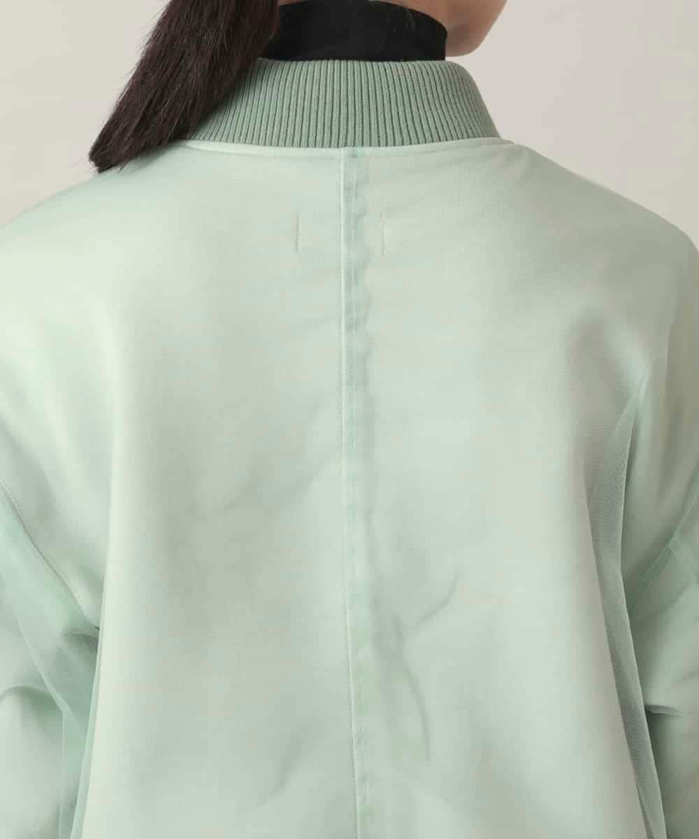 RSJED06660 TRUNK HIROKO KOSHINO(ヒロココシノ) チュールレイヤードダンボールニットブルゾン グリーン