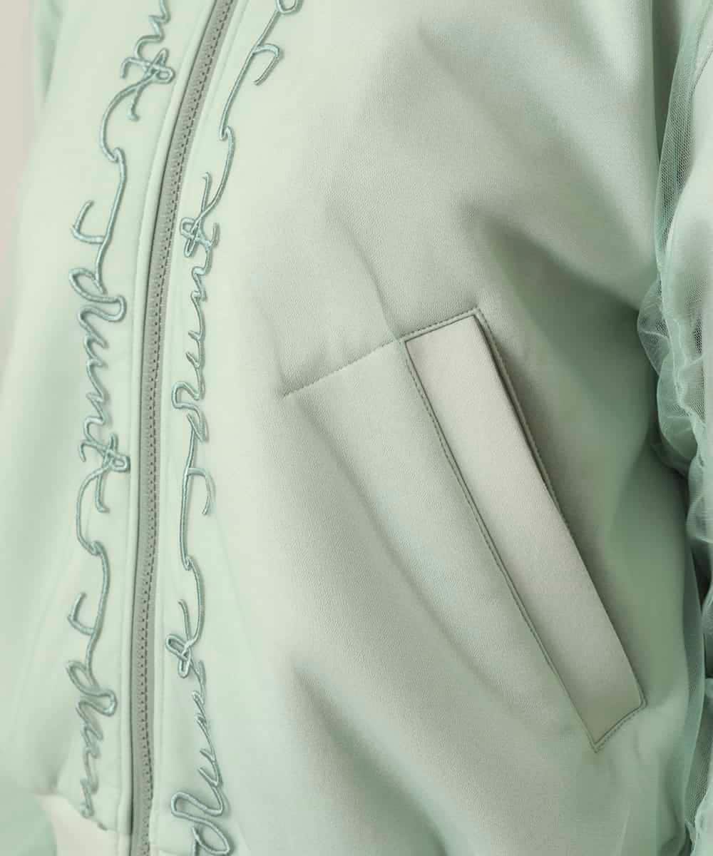 RSJED06660 TRUNK HIROKO KOSHINO(ヒロココシノ) チュールレイヤードダンボールニットブルゾン グリーン