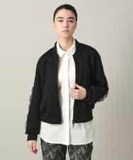 RSJED06660 TRUNK HIROKO KOSHINO(ヒロココシノ) チュールレイヤードダンボールニットブルゾン ブラック