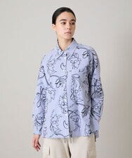 RSJEE27540 TRUNK HIROKO KOSHINO(ヒロココシノ) 【先行予約】ストライプフラワーワイドシルエットシャツ /洗える ブルー