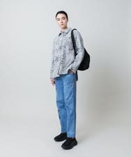 RSJEE27540 TRUNK HIROKO KOSHINO(ヒロココシノ) ストライプフラワーワイドシルエットシャツ /洗える グレー×ホワイト