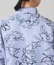 RSJEE27540 TRUNK HIROKO KOSHINO(ヒロココシノ) 【先行予約】ストライプフラワーワイドシルエットシャツ /洗える ブルー