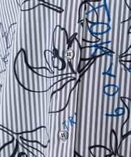 RSJEE27540 TRUNK HIROKO KOSHINO(ヒロココシノ) ストライプフラワーワイドシルエットシャツ /洗える グレー×ホワイト