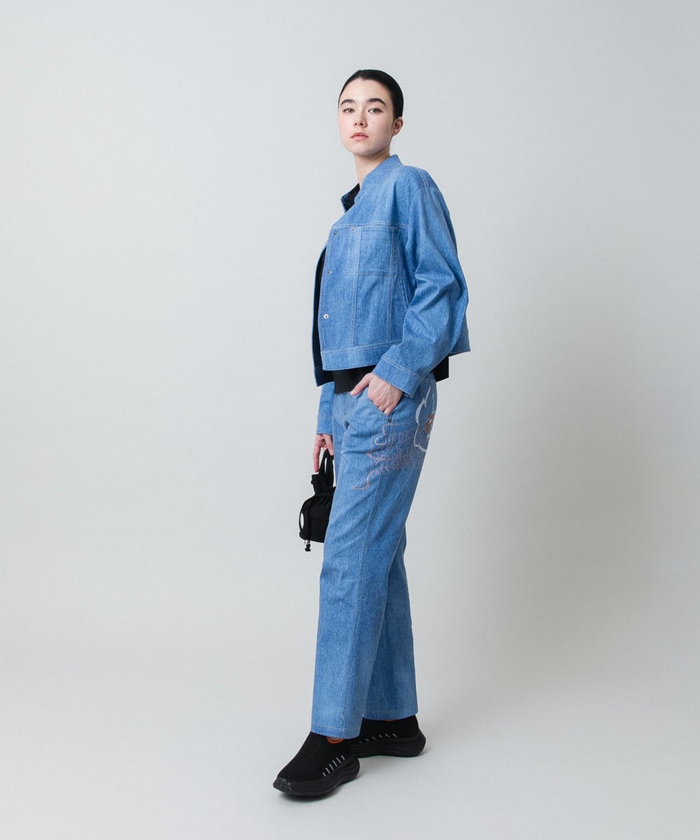 RSJEF31660 TRUNK HIROKO KOSHINO(ヒロココシノ) メッセージプリントデニムジャケット ブルー