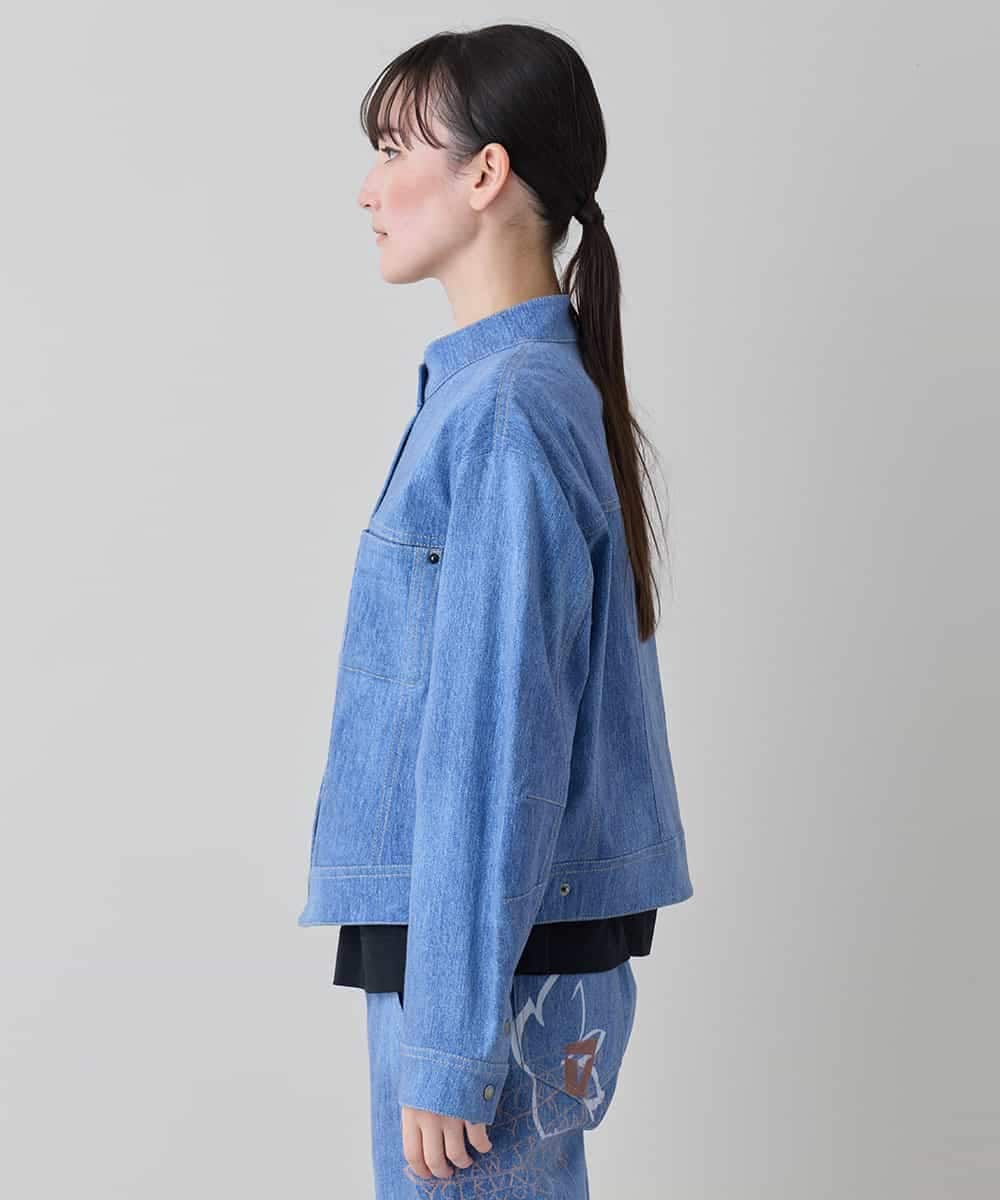 RSJEF31660 TRUNK HIROKO KOSHINO(ヒロココシノ) メッセージプリントデニムジャケット ブルー