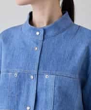 RSJEF31660 TRUNK HIROKO KOSHINO(ヒロココシノ) メッセージプリントデニムジャケット ブルー