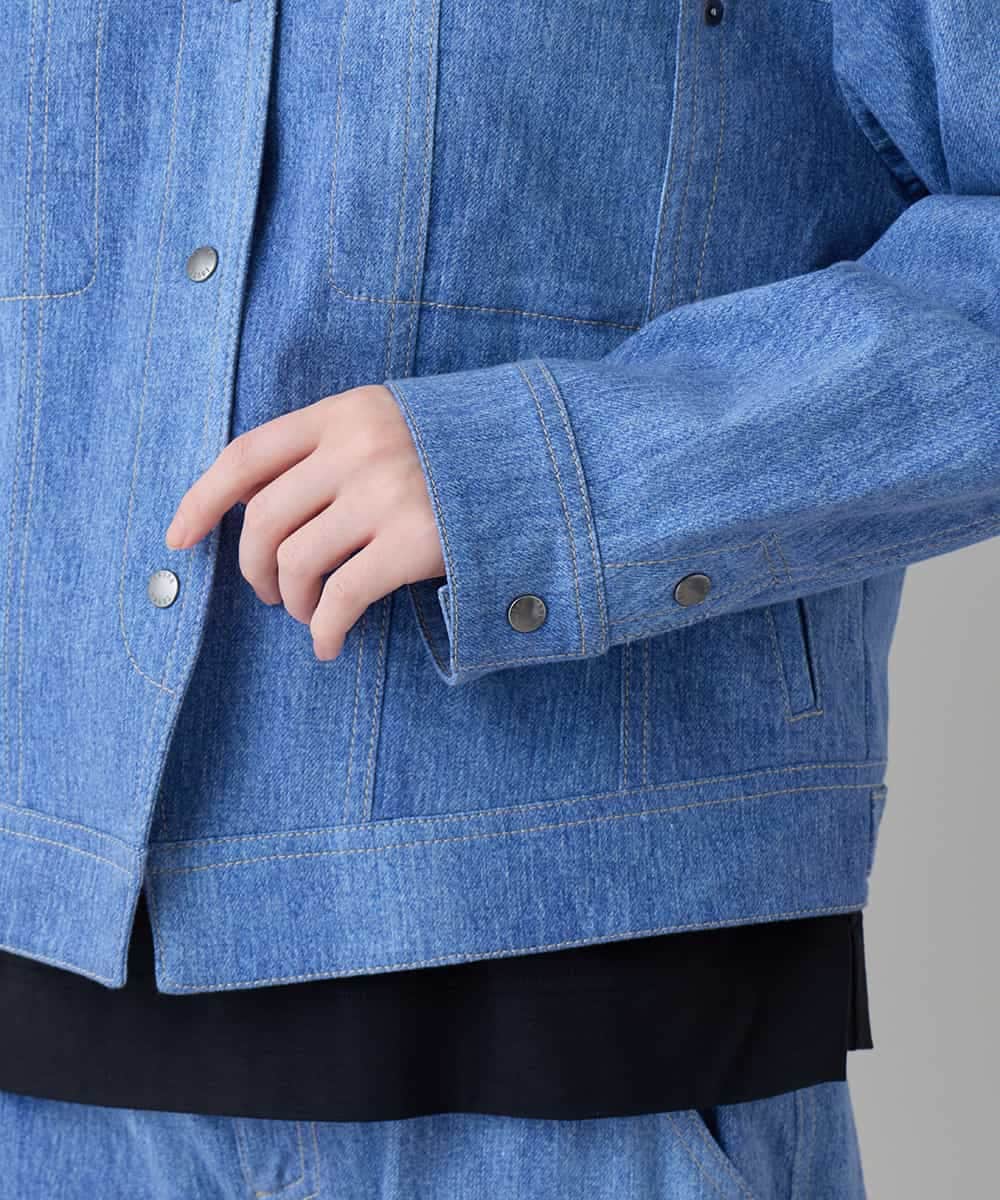 RSJEF31660 TRUNK HIROKO KOSHINO(ヒロココシノ) メッセージプリントデニムジャケット ブルー