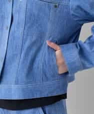 RSJEF31660 TRUNK HIROKO KOSHINO(ヒロココシノ) メッセージプリントデニムジャケット ブルー