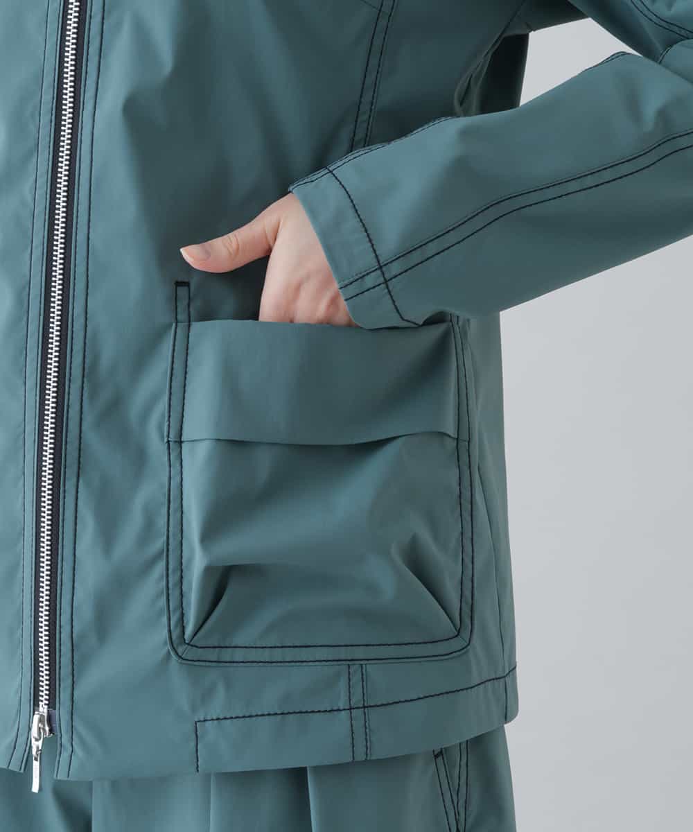RSJFS50450 TRUNK HIROKO KOSHINO(ヒロココシノ) 【洗濯機で洗える】ストレッチタフタコンパクトジャケット グリーン