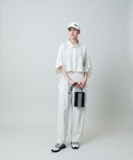 RSJGA01490 TRUNK HIROKO KOSHINO(ヒロココシノ) ラインテープタフタシャツ/洗える アイボリー